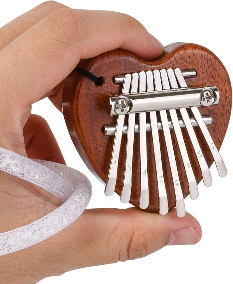 woobles Mbira Sanza Finger Practice Instrument Mahogany Thumb Piano, Solid Wooden Heart-Shaped Thumb Piano Musical Instrument with Delicate Craftsmanship for Teachers, Friends and Lovers - Image 2